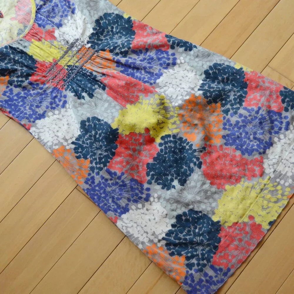 Boden Dress Womens 2R Floral Bold Cap Sleeve Lightweight Blue Yellow Red Orange - Picture 5 of 12